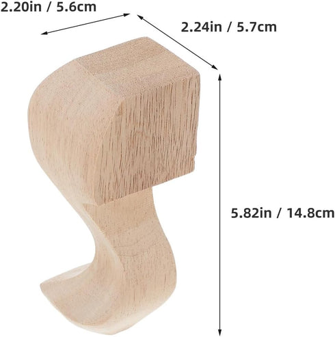 4pcs Set, 15x6cm Solid Wood Carved Furniture Legs Wooden Table and Sofa Feet, Classic European Style, Sturdy Wood Legs
