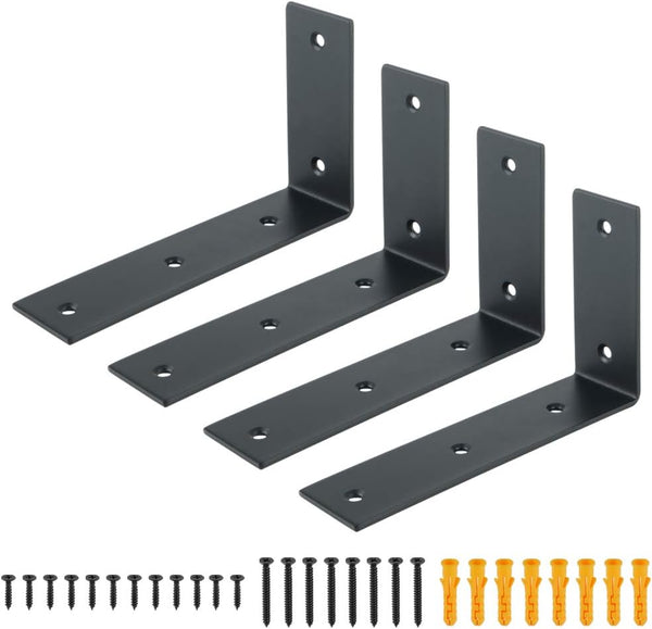 Alise Floating Shelf Brackets Heavy Duty L-Shaped Wall Brackets - Black Angle