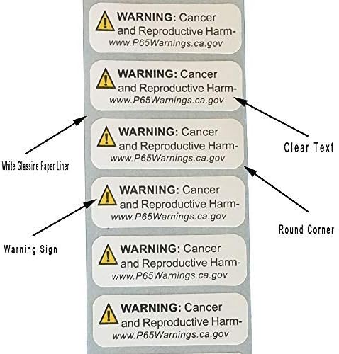 FirstZi California Prop 65 Warning Labels - CA P65 Sticker Paper Sign - 0.5x1.5 Inches - 500 Stickers per Roll