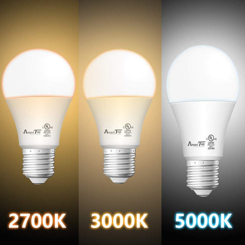 AmeriTop A19 LED Light Bulbs, 6 Pack, Efficient 9W (60W Equivalent), 830 Lumens, UL Listed, Non-Dimmable, E26 Standard