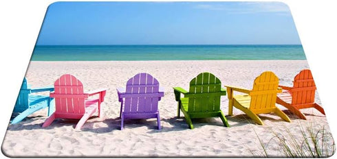 Beach Gaming Mousepad Summer Beach Colorful Chairs Mouse Pad for Computer Desk Laptop 9.5 X 7.9 Inch