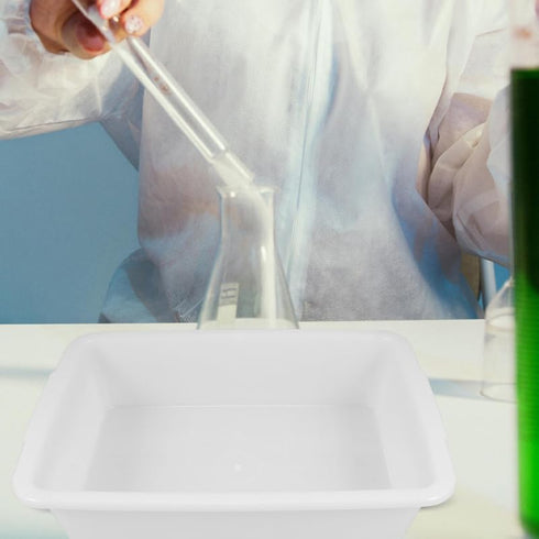2pcs 9.2"x6.9"x2.7" ULTECHNOVO Deep Plastic Lab Tray, Acid & Alkali Resistant Spill Containment Trays, White Square