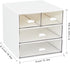 LETURE Desk Organizer with 4 Drawers, Clear Plastic Storage Box for Office Supplies and Stationery
