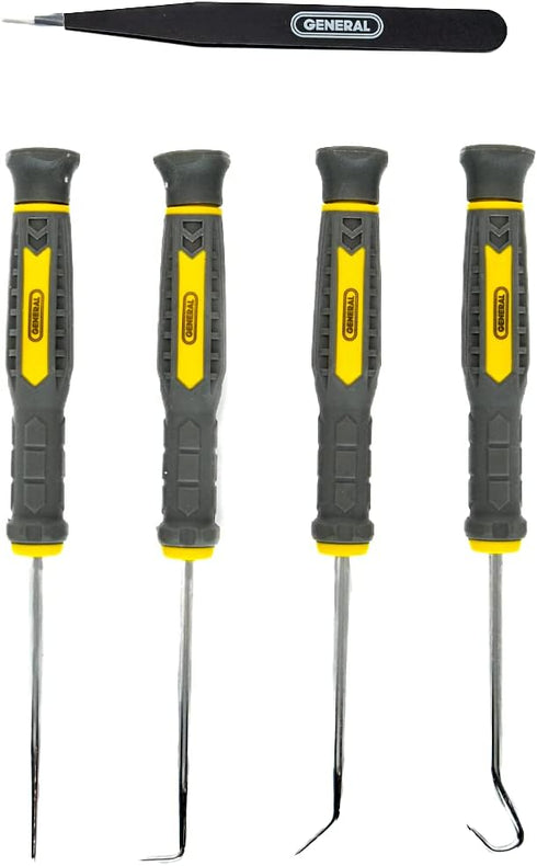 General Tools 5 Piece Precision Probe, Pick and Tweezer Set for Crafts, Hobbies, and Electronics - Hand Tools - Black by General Tools