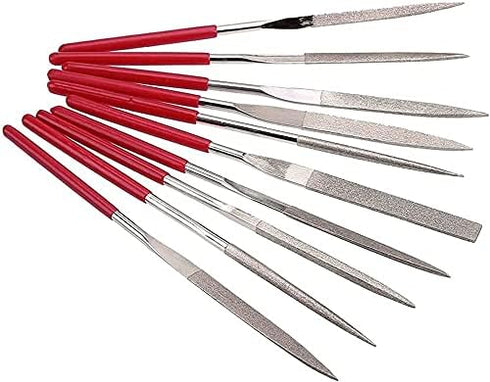 10Pcs Mini Diamond Needle File Set, 4mm x 160mm for Carving Metal, Ceramic, Tile, Glass, Wood, Jewelers Hobby