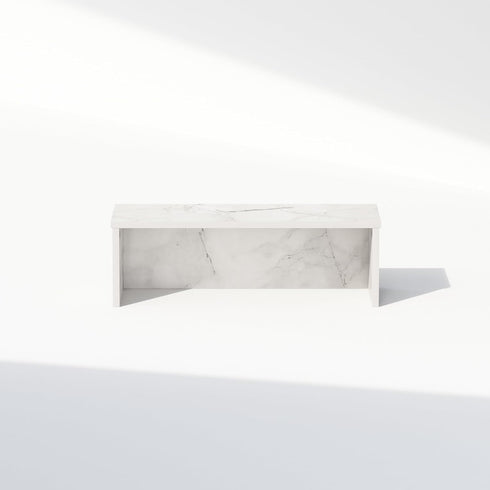 Furinno Classic 18-Inch Desk Organizer, Marble White Shelf Storage & Display Stand for Office Supplies