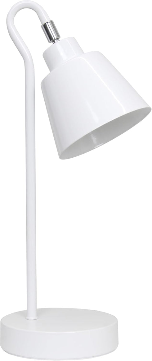 Simple Designs LD1079-WHT 16" Sleek Essentials Metal Looped Desk Task Lamp with