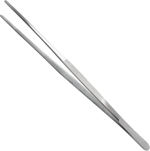 Thumb Dressing Forceps, Multipurpose Stainless Steel Tweezer, Serrated Tip Straight 12 Inch