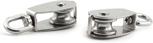 3-Pack M20 Single Pulley Block Heavy Duty Stainless Steel Hardware, Fixed Pulley for Wire Rope Loading 75kg