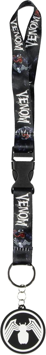 Bioworld Marvel Venom Wrist Strap Lanyard for Keys, 2" Rubber Keychain Hand and Wrist ID Badge Holder