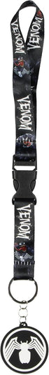 Bioworld Marvel Venom Wrist Strap Lanyard for Keys, 2" Rubber Keychain Hand and Wrist ID Badge Holder