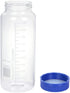 Moonetto 2 Pack 1000 mL Wide Mouth Graduated Round Borosilicate Glass Bottle with GL70 Blue Polypropylene Screw Cap