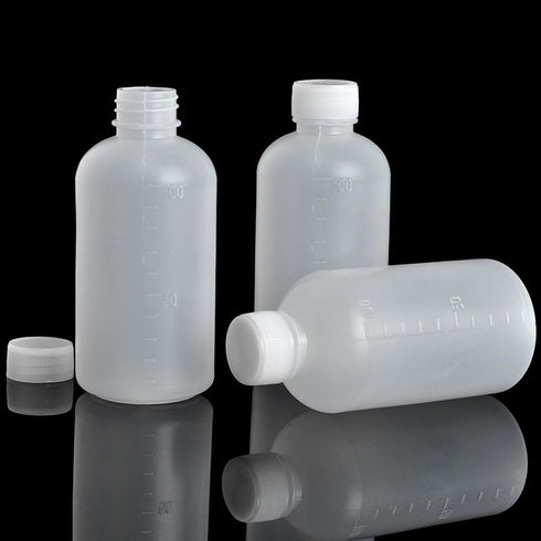 20Pcs 100ml PE Plastic Empty Small Mouth Graduated Lab Chemical Container Reagent Bottle Sample Sealing Liquid Medicine Bottles by Bezall