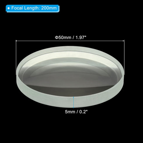 PATIKIL 8" (200mm) Focal Length Double Concave Lens, 50mm Diameter 5mm Height Glass Optically Polished Round Edges Lens for Physics Experiment, Clear