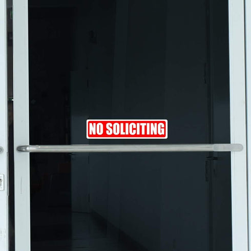 No Soliciting Sign, Two Pack Stickers for Door or Window, Small Vinyl Decal Signs for Home Office Business