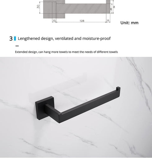 ALDEPO Grab Bars Black Stainless Steel Bathroom Toilet Accessories Toilet Paper Holder Wall Hook Towel Rack Kitchen
