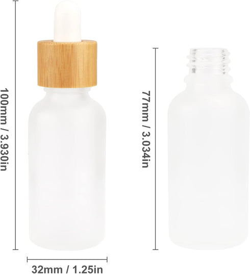 4 Pack Frosted Glass Dropper Bottles, Essential Oil Bottles with Eye Dropper and Bamboo Lids, 30ml/1oz