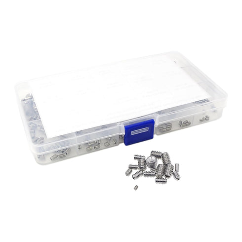 4-40 to 3/8"-16 Stainless Steel Internal Hex Drive Cup-Point Set Screws Assortment Kit