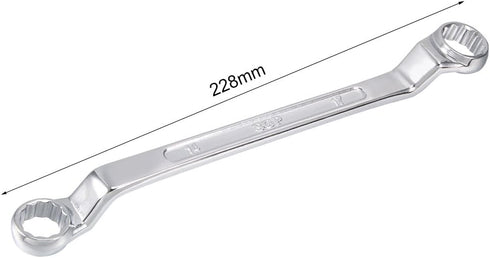 uxcell 14mm x 17mm Chrome Plated Metric 12 Point Offset Double Box End Wrench, Cr-V Steel