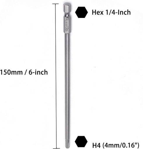 Utoolmart H4 Magnetic Hex Head Screwdriver Bits, 1/4 Inch Hex Shank 150mm Length S2 Power Tools 10Pcs by Utoolmart