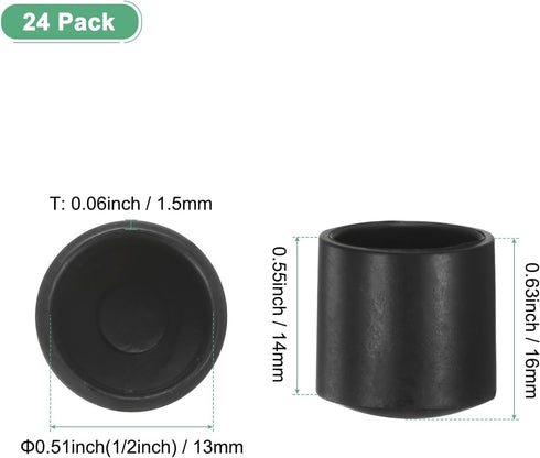 24-Pack 1/2 Inch(13mm) M METERXITY Chair Leg Caps, PVC Chair Leg Floor Protectors for Folding Chairs/Metal