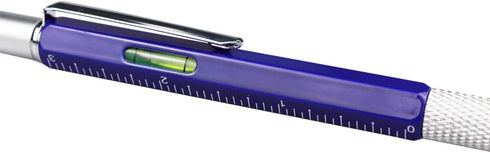 DUNBONG 6-in-1 Metal Multi Tool Pen - Stylus Pen, Screwdriver, Ballpoint Pen, Level, Ruler, 1-Count (Blue)