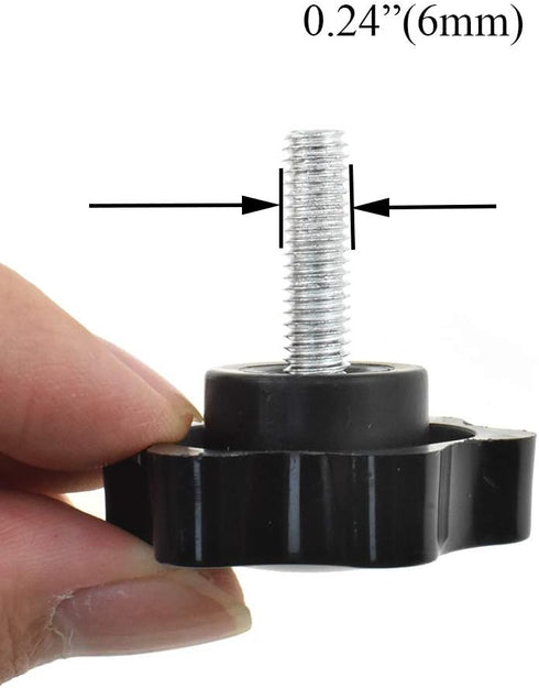 HAHIYO Hex Handle Threaded Knobs, M6 20mm Screw Length, Clamping Handgrip Nut Screw for Table Stand Deck (2pcs)