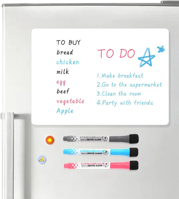 Magnetic Whiteboard for Fridge, 16.54x11.81'' Dry Erase Board with 3 Markers, Great Wipeable Board for Home