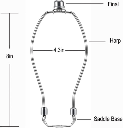 Glveaoui 8IN Harp,2 Set, Lamp Detachable Shade Holder for Table & Floor Lamps, Heavy Duty Bracket with Standard Saddle