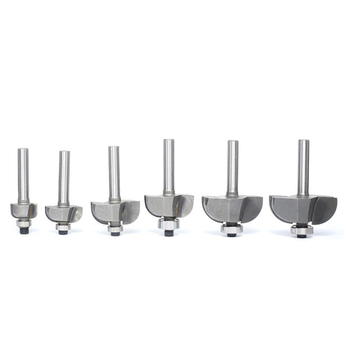 6pcs Set,1/4" 1/8",3/16",5/16",3/8",7/16", 1/2",Cove Cove Router Bit Shank,Radius and Edging Cutter for Wood Edge