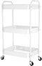 PNVXNUS 3-Tier Rolling Metal Storage Cart with Wheels, Multi-Functional Organizer for Office, Kitchen,