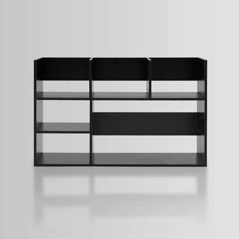 MASAKA B&W Large Desktop Organizer Storage Shelf for Office Supplies, DIY Wood Bookshelf, Black