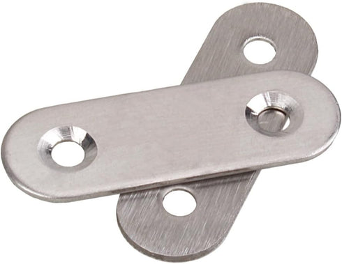 BQLZR 10 Pack Stainless Steel 2 Holes Flat Corner Brace Plate Connector, 47x15.5x5mm