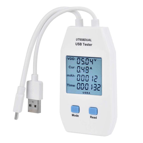 USB Meter, Digital LCD Display Voltmeter Ammeter Detector for Measuring Voltage, Current, Capacity, Energy, Resistance,