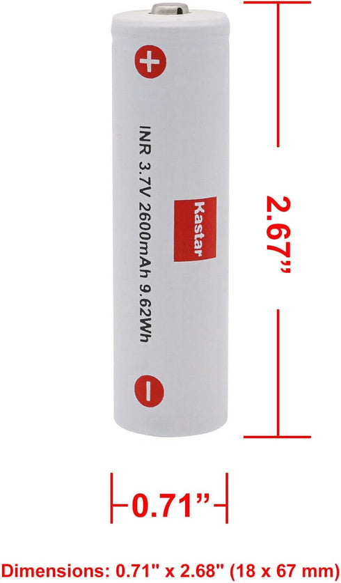 Kastar 2-Pack 3.7V 2600mAh Rechargeable Battery Replacement for Zhiyun-Tech Gimbal CRANE V1 CRANE 2 / CRANE 2S / CRANE 3S/ CRANE 3S Pro/CRANE 3SE, CRANE 3 LAB, Z1 Evolution Gimbal