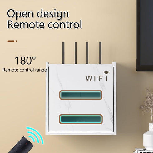 Haiansan Wooden Router Shelf Wall Mount WiFi Router Storage Box, Modem Rack Power Strip Cable Management Hider