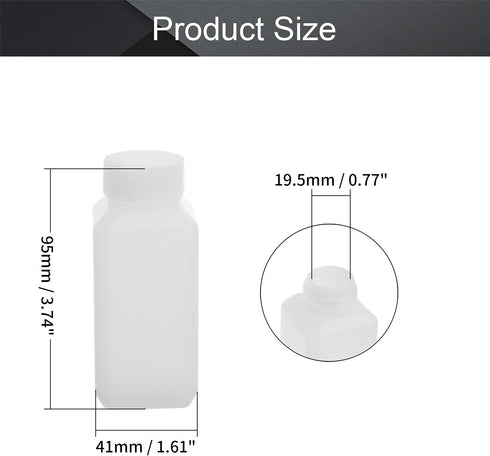 Othmro 10pcs 100ml/3.38oz Plastic Lab Chemical Reagent Bottles,10pcs 19.5mmx95mm(IDxH) Square Wide Mouth Liquid/Solid Sample Storage Container Sealing Bottles Translucent with Cap by Othmro