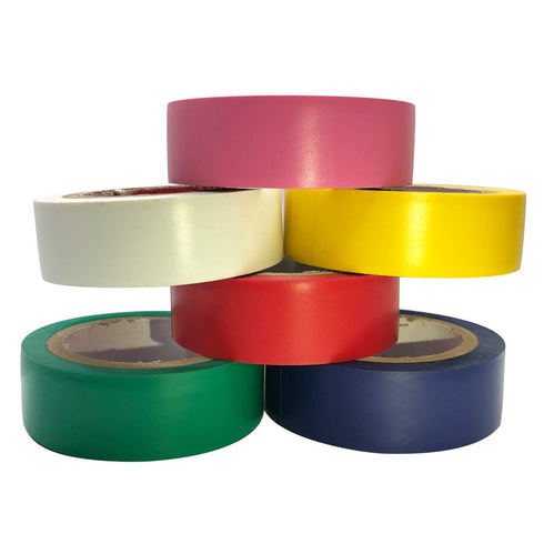 Electrical Tape Colors 6 Pack, 3/4-Inch by 30 Feet, Waterproof, Strong Adhesive, Durable, Easy-Wrap, Pink, Yellow, Red,