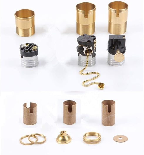 EFINEHOME 2 Pack E26/ E27 Lamp or Fixture Replacement, Solid Brass Industrial Light Socket Vintage Edison Pendant Lamp