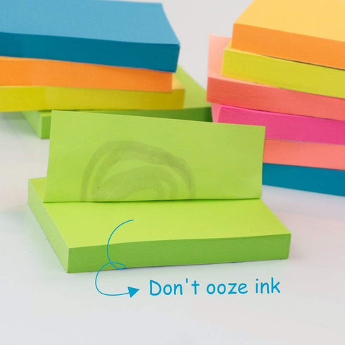 VANZAVANZU Self-Stick Notes, 2x3 in, 24 Pads, 100 Sheets/Pad, 6 Bright Colors, Easy Post Notes