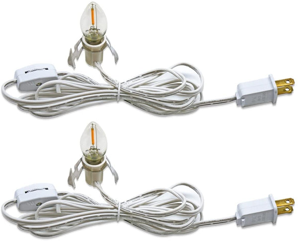 KGC C7 Accessory Cord with 2 C7 Led Light Bulb Candelabra-Base E12
