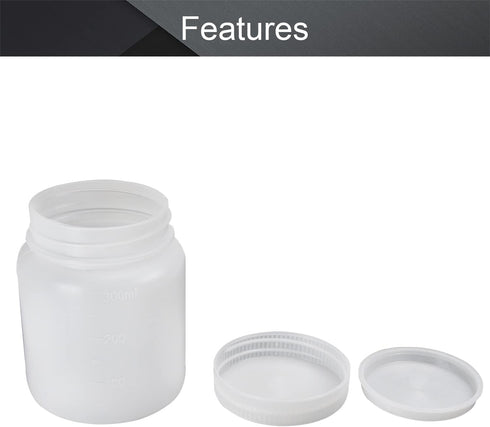 Othmro 10Pcs 300ml PE Plastic Lab Cylindrical Chemical Reagent Bottle, Wide Mouth Sample Sealing Liquid Storage