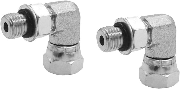 (2-PACK) 6901-04-04-NWO Hydraulic Hose Adapter Fitting 1/4" Male Adjustable Nut O-Ring Boss × 1/4" Female Swivel