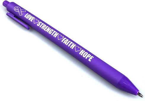 Purple Ribbon Awareness Pens Domestic Violence Awareness Accessories Alzheimers Pancreatic Cancer Lupus Awareness Products Retractable Ballpoint Pen by Alodidae