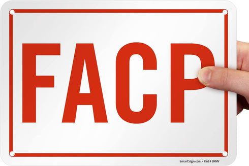 SmartSign S-9296-AL-10 "FACP" Sign | 7" x 10" Aluminum Red on White