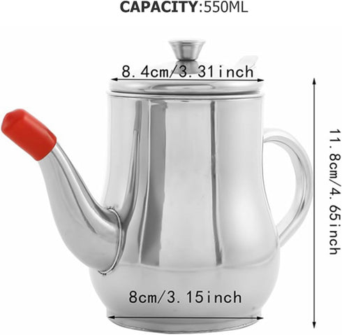 24oz/550ml PRETYZOOM Bacon Grease Container Stainless Steel Food Oil Container with Strainer Can Kitchen Filter Pot