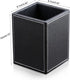 KINGFOM PU Leather Square Pens Pencils Holder - Desktop Organizer Case (Black)