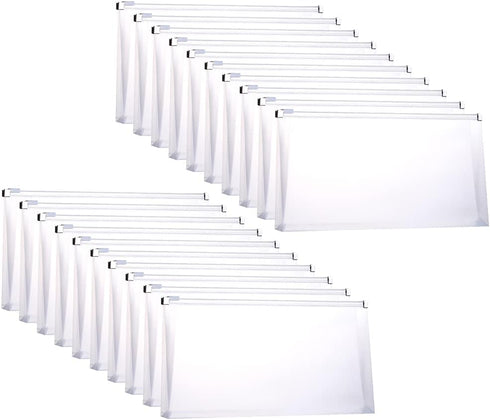 Plastic Envelopes with Zipper, 5 x 10 Clear Poly Envelope Folder, 20 Packs