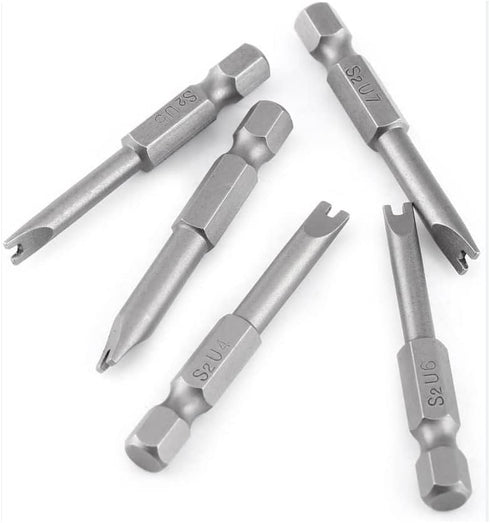 5 Pcs 1/4" Hex Shank Alloy Steel U Shape Magnetic Screwdriver Drill Bits Set, 50MM Length U4 U5 U6 U7 U8