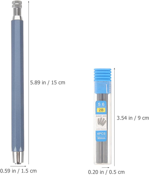 SEWACC Metal Mechanical Pencils Set with 4 Tubes 5.6mm Pencil Refills Retractable Writing Pencils Propelling Pencils Drawing Pencils Drafting Pencils by SEWACC